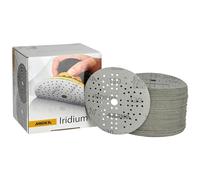 Mirka Iridium Premium Sandpaper Ø 125mm Hook & loop 89-Hole, Grit 120, 100 pcs/For sanding of paint, putty, primer, wood, steel, mineral materials, plastic.