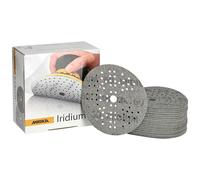 Mirka Iridium Premium Sandpaper Ø 125mm Hook & loop 89-Hole, Grit 60, 50 pcs/For sanding of paint, putty, primer, wood, steel, mineral materials, plastic.