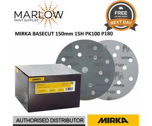 MIRKA BASECUT ABRASIVE HOOK N LOOP DA SANDING DISCS 150MM 6'' 15 HOLE PK100 P180