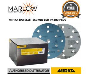 MIRKA BASECUT ABRASIVE HOOK N LOOP DA SANDING DISCS 150MM 6'' 15 HOLE PK100 P600