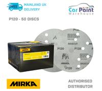 Mirka Basecut P120 Grit 150mm DA H&L Sanding Discs 50pk 6" Paper Abrasive Grit
