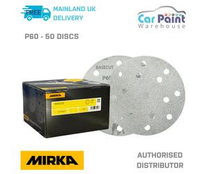 Mirka Basecut P60 Grit 150mm DA H&L Sanding Discs 50pk 6" Paper Abrasive Grit