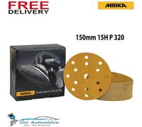 Mirka Sanding Discs Gold Grip 150 mm (6") 15-Hole P320 Hook & Loop Pack of 100