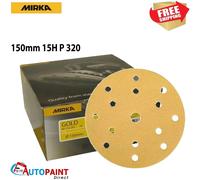 Mirka Gold Universal Sanding Paper Ø 150mm Sanding discs Hook & loop 15-hole, grit P320, 100 pcs/For sanding plaster, filler, chipboard, wood, varnish