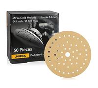 Mirka Gold Multifit 5'' Sandpaper Grit 120 Hook and Loop, 50 Pack 5 inch Sanding Discs for Orbital Sander, Sand Paper Pads for Wood, Drywall, Metal
