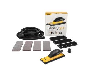 Mirka Handblock Kit/Hand sander with convex and concave attachments/for 70x198mm sanding strips Velcro + 40x Abranet sanding strips, 4m extraction hose, adapter