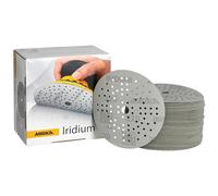 Mirka Iridium Premium Sandpaper Ø 125mm Hook & loop 89-Hole, Grit 220, 100 pcs/For sanding of paint, putty, primer, wood, steel, mineral materials, plastic.