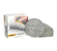 Mirka Iridium Premium Sandpaper Ø 5-Inch Hook & Loop, Grit 120, 50 pcs/for Sanding of Paint, Putty, Primer, Wood, Steel, Mineral Materials, Plastic.