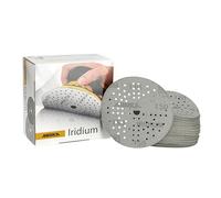Mirka Iridium Premium Sandpaper Ø 5-Inch Hook & Loop, Grit 150, 50 pcs/for Sanding of Paint, Putty, Primer, Wood, Steel, Mineral Materials, Plastic.