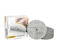 Mirka Iridium Premium Sandpaper Ø 5-Inch Hook & Loop, Grit 220, 50 pcs/for Sanding of Paint, Putty, Primer, Wood, Steel, Mineral Materials, Plastic.