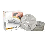 Mirka Iridium Premium Sandpaper Ø 5-Inch Hook & Loop, Grit 500, 50 pcs/for Sanding of Paint, Putty, Primer, Wood, Steel, Mineral Materials, Plastic.