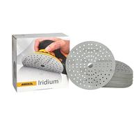 Mirka Iridium Premium Sandpaper Ø 6-Inch Hook & Loop, Grit 220, 50 pcs/for Sanding of Paint, Putty, Primer, Wood, Steel, Mineral Materials, Plastic.