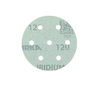 Mirka Iridium Premium-Schleifpapier Ø 90mm Grip 7-Loch, Korn 180, 50 Stk / Zum Schleifen von Lack, Spachtel, Grundierung, Holz, Stahl, Mineralwerkstoffe, Kunststoff