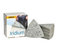 Mirka Iridium Sanding Triangle Premium Sandpaper 93x93x93mm 15-Hole Grip, Grit 120, 50 pcs / For sanding paint, putty, primer, wood, steel, mineral materials, plastic.