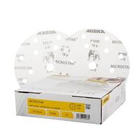 Mirka Microstar General Purpose Abrasive P1000 150mm Discs - x 50 - For Finising & Denting - Dry Use Only - Designed For Matting & Paint Rectification Of Top- And Clear Coat Applications
