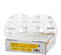 Mirka Microstar General Purpose Abrasive P1200 150mm Discs - x 50 - For Finising & Denting - Dry Use Only - Designed For Matting & Paint Rectification Of Top- And Clear Coat Applications