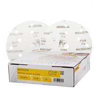 Mirka Microstar General Purpose Abrasive P1500 150mm Discs - x 50 - For Finising & Denting - Dry Use Only - Designed For Matting & Paint Rectification Of Top- And Clear Coat Applications
