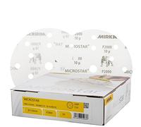 Mirka Microstar General Purpose Abrasive P2000 150mm Discs - x 50 - For Finising & Denting - Dry Use Only - Designed For Matting & Paint Rectification Of Top- And Clear Coat Applications