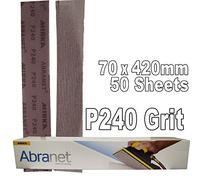 Mirka P240 Grit Abranet Abrasive Hook'N'Loop HookIt Hook-it Sanding Strips Pack of 50 70mm x 420mm P240 Grit 70x420mm dust freeVery Uniform Scratch Pattern Leaving an Ultra Smooth Finish