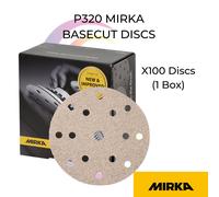 Mirka Basecut 150mm 15-Hole Sanding Discs Pack of 100 (80g - 320g Options)
