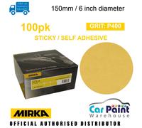 Mirka P400 Gold PSA Self Adhesive Sanding Discs 150mm / 6" 100pk Sticky Plain