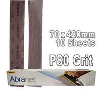 Mirka P80 Grit Abranet Abrasive Hook'N'Loop Hook It Sanding Strips Pack of 10 70mm x 420mm P80 Grit 70x420mm dust freeVery Uniform Scratch Pattern Leaving an Ultra Smooth Finish