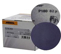 Mirka Q.Silver Box 100 Plain Hook'N'Loop HookIt Sanding Discs - 77mm (3") P180 Grit Automotive Refinishing Sandpaper Sanding Discs Solid Detailing System