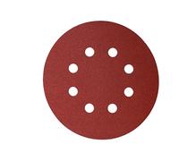 Mirka Red Abrasive paper Sanding discs Ø 125 mm / Grip fastening / 8-hole / grit P180 / 5 pieces / for sanding wood, metal and plastic