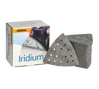 Mirka Iridium Sanding Triangle Premium Sandpaper 93x93x93mm 15-Hole Hook & loop, Grit 40, 50 pcs/For sanding paint, putty, primer, wood, steel, mineral materials, plastic.