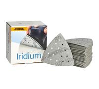 Mirka Iridium Sanding Triangle Premium Sandpaper 93x93x93mm 15-Hole Grip, Grit 80, 50 pcs / For sanding paint, putty, primer, wood, steel, mineral materials, plastic.