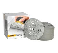 Mirka Iridium Premium Sandpaper Ø 150mm Hook & loop 121-Hole, Grit 180, 100 pcs/For sanding of paint, putty, primer, wood, steel, mineral materials, plastic, glass fibre.