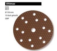 Mirka Ultimax sanding paper Ø 150mm Hook & loop 15-hole/grit P40 / 50 pcs/For 150mm eccentric and sanding machines/Sanding of soft and hard wood, mineral materials, hard old lacquers