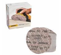 Mirka Ultimax sanding paper Ø 150mm Grip 15-hole/grit P80 / 50 pcs/For 150mm eccentric and sanding machines/Sanding of soft and hard wood, mineral materials, hard old varnish / UC61105080