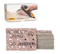 Mirka Ultimax Ligno 3" x 4" Hook and Loop Sanding Pads Grit P60 for Woodworking Applications 50 Count Abrasive Sheets
