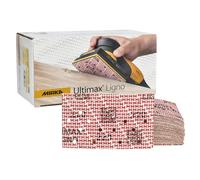 Mirka Ultimax Ligno 3x5 Inch Grit P220 Hook and Loop Sanding Sheets for Wood Projects 50 Pack