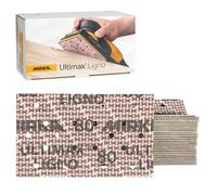 Mirka Ultimax Ligno Abrasive Sheets 81x133mm, grit P80, Long-Lasting Latex Paper, Hook & Loop, Multifit Pattern, 50 Pieces