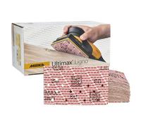 Mirka Ultimax Ligno Sanding Sheets 3 in x 5 in Grit P80 Hook and Loop Pads for Wood MDF Veneer 50 Pack