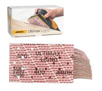 Mirka Ultimax Ligno sanding sheets, 400 grit, 81x133mm, hook and loop system, low-dust application thanks to Multifit perforation, pack of 50