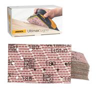Mirka Ultimax Ligno sanding strips for wood, 81 x 133 mm, grit size P180, robust latex paper with hook-and-loop fastening and multi-fit perforation, 50 pieces