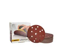 Mirka Ultimax sanding paper Ø 150mm Hook & loop 15-hole/grit P120 / 50 pcs/For 150mm eccentric and sanding machines/Sanding of soft and hard wood, mineral materials, hard old varnish