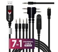 MIRKIT FTDI USB Programming Cable, 7-in-1, Compatible with Baofeng UV-5R, UV-82, BF888S, UV-9R, BF-F8HP, Kenwood, Wouxun, Btech, 4ft Cable, for Radio Amateur