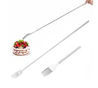 MIRKUZI Barbecue Forks, Two Piece Extendable Stainless Steel Cutlery Fork, Long Grill Fork, Length 23-60.5 cm, Portable Suitable for Barbecue, Kitchen and Fruit Cutting