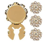 MIRKUZI Buttons 4pcs Rhinestone Button Set Gold Brooch Button Set Rhinestone Button Embellishment for Women Blouses Suitable for Dresses, Coats and Suits