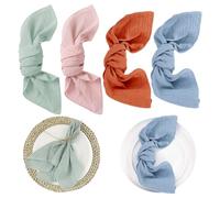 MIRKUZI Cloth Napkins, A Set of 4 Plain Fabric Napkins, 32 x 32 cm, with Cotton Bound, Suitable for Table Decorations and Birthday Occasions (Orange, Pink, Blue, Green)