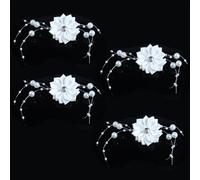 MIRKUZI Hair Clips 4pcs Baby Girl Hair Pins Communion Hair Accessories White Flowers Bridal Hair Pins Bridesmaid Princess Tiara