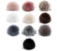MIRKUZI Knitting and Crocheting Accessories, 10 Pcs Faux Fur Pom Pom Hat with Elastic for Key Chain Accessory Bag Scarf Knitted Hat