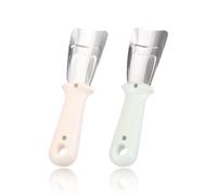 MIRKUZI Refrigerator Ice Scraper 2 Pieces Refrigerator Ice Scoop, Fridge Scoop, Kitchen Freezer Gadget Scoop, Stainless Steel Defroster, Multifunctional Ice Scoop (Beige, Green)