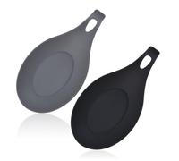 MIRKUZI Spoon Rest, 2 Pieces Silicone Spoon Holder Silicone Kitchen Utensil Holder Suitable for Home Kitchen Utensils (Black, Grey)