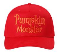 MIRMARU Halloween Embroidered 5 Panel Trucker Hat Two Tone Adjustable Snapback Baseball Cap for Men and Women, Pumpkin Monster, Red, One size