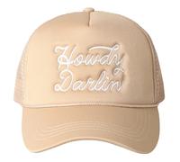 MIRMARU Retro Foam Mesh Trucker hat Trendy Design Summer Baseball Cap for Womens, Howdy Darlin' - Beige, One Size